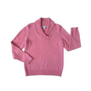 Croft & Barrow Shawl Collar Sweater XL Pink Barbie Heavy Knit Coquette Granny